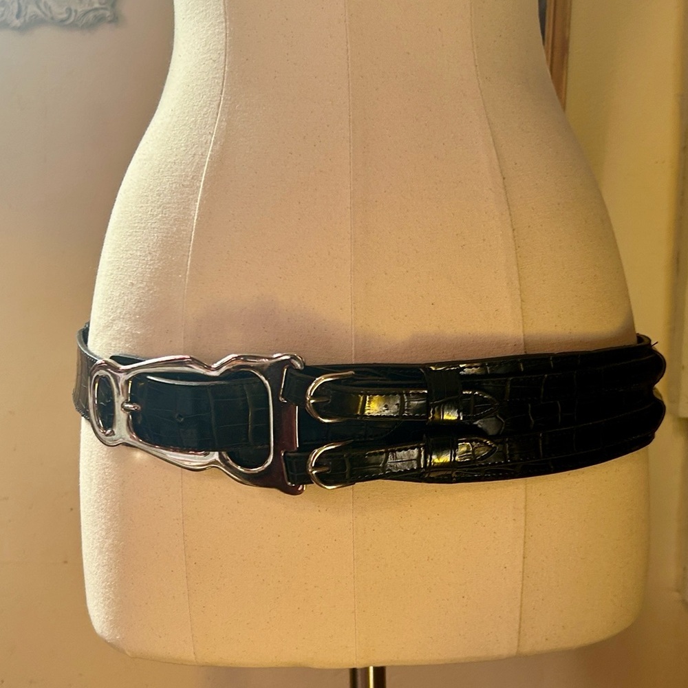 NWOT Black Crocodile Heavy Metal Hipster Belt M - Picture 6 of 9
